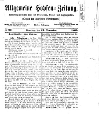 Allgemeine Hopfen-Zeitung Sonntag 19. November 1865