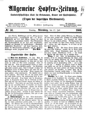 Allgemeine Hopfen-Zeitung Dienstag 17. Juli 1866