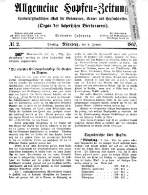 Allgemeine Hopfen-Zeitung Dienstag 8. Januar 1867