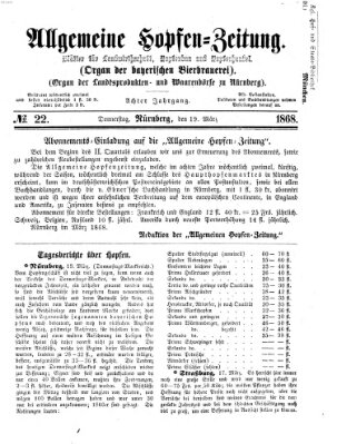 Allgemeine Hopfen-Zeitung Donnerstag 19. März 1868