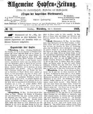 Allgemeine Hopfen-Zeitung Dienstag 1. September 1868