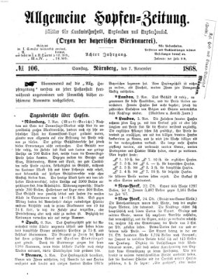 Allgemeine Hopfen-Zeitung Samstag 7. November 1868
