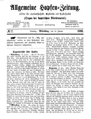 Allgemeine Hopfen-Zeitung Dienstag 19. Januar 1869