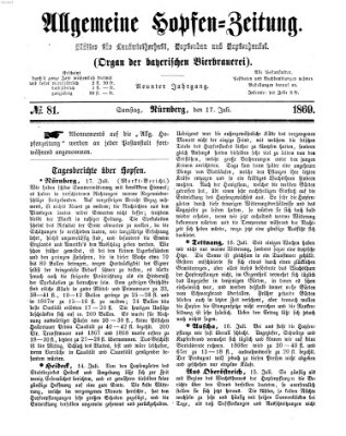 Allgemeine Hopfen-Zeitung Samstag 17. Juli 1869