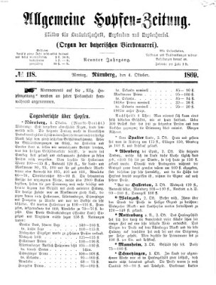 Allgemeine Hopfen-Zeitung Montag 4. Oktober 1869