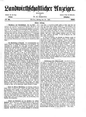 Landwirthschaftliche Zeitung für Nord- und Mittel-Deutschland Freitag 31. Juli 1857