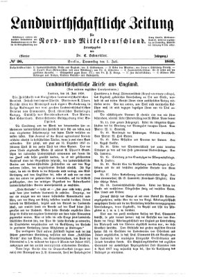 Landwirthschaftliche Zeitung für Nord- und Mittel-Deutschland Donnerstag 1. Juli 1858