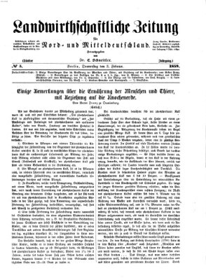 Landwirthschaftliche Zeitung für Nord- und Mittel-Deutschland Donnerstag 3. Februar 1859