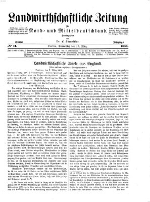 Landwirthschaftliche Zeitung für Nord- und Mittel-Deutschland Donnerstag 17. März 1859