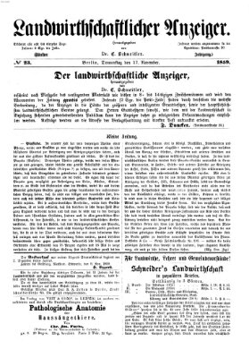 Landwirthschaftliche Zeitung für Nord- und Mittel-Deutschland Donnerstag 17. November 1859