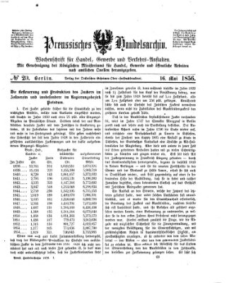 Preußisches Handels-Archiv Freitag 16. Mai 1856