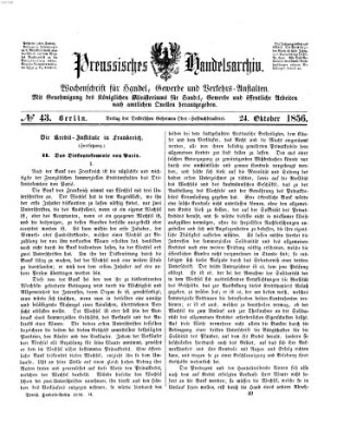 Preußisches Handels-Archiv Freitag 24. Oktober 1856