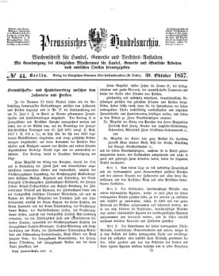 Preußisches Handels-Archiv Freitag 30. Oktober 1857
