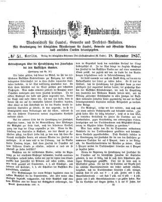 Preußisches Handels-Archiv Freitag 18. Dezember 1857