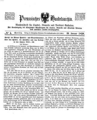 Preußisches Handels-Archiv Freitag 22. Januar 1858