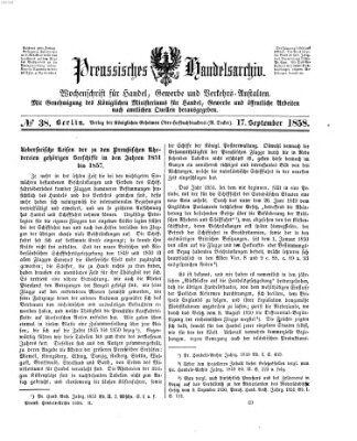 Preußisches Handels-Archiv Freitag 17. September 1858