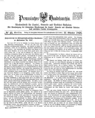 Preußisches Handels-Archiv Freitag 22. Oktober 1858