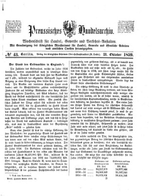 Preußisches Handels-Archiv Freitag 21. Oktober 1859