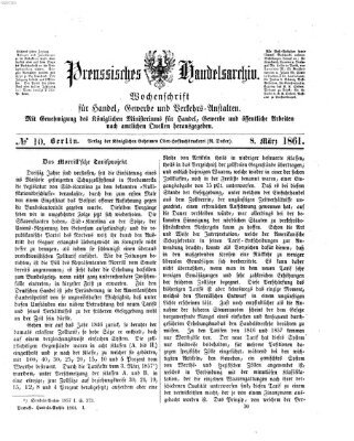 Preußisches Handels-Archiv Freitag 8. März 1861