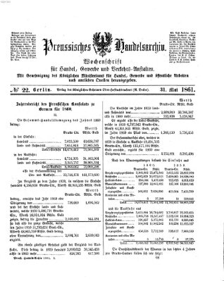 Preußisches Handels-Archiv Freitag 31. Mai 1861