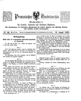 Preußisches Handels-Archiv Freitag 16. August 1861