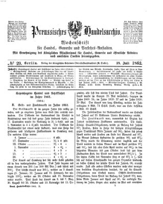 Preußisches Handels-Archiv Freitag 18. Juli 1862