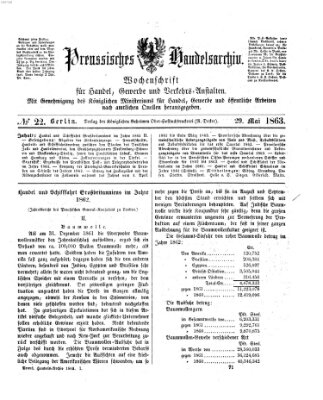 Preußisches Handels-Archiv Freitag 29. Mai 1863