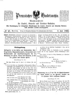 Preußisches Handels-Archiv Freitag 3. Juli 1863
