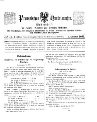 Preußisches Handels-Archiv Freitag 2. Oktober 1863