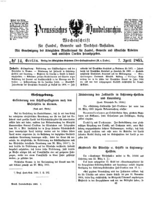 Preußisches Handels-Archiv Freitag 7. April 1865
