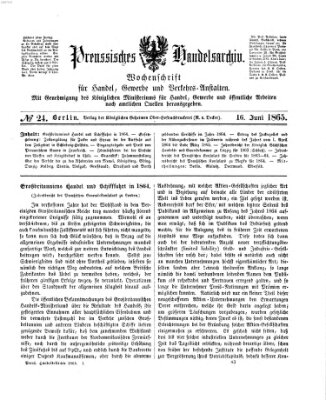 Preußisches Handels-Archiv Freitag 16. Juni 1865