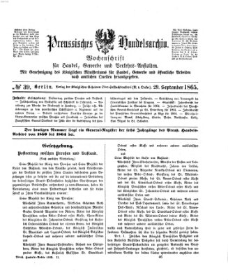 Preußisches Handels-Archiv Freitag 29. September 1865