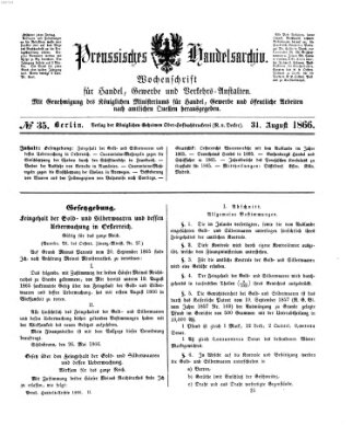 Preußisches Handels-Archiv Freitag 31. August 1866