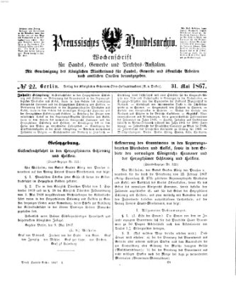 Preußisches Handels-Archiv Freitag 31. Mai 1867