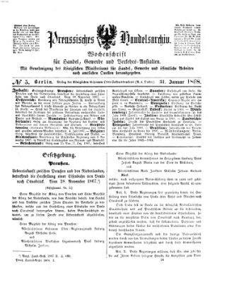 Preußisches Handels-Archiv Freitag 31. Januar 1868