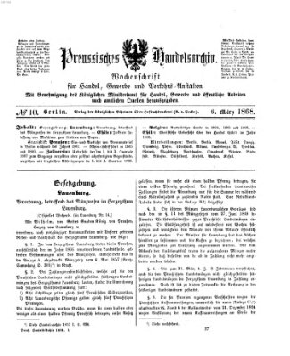 Preußisches Handels-Archiv Freitag 6. März 1868