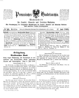 Preußisches Handels-Archiv Freitag 17. Juli 1868
