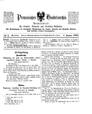 Preußisches Handels-Archiv Freitag 8. Januar 1869