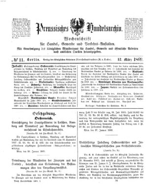 Preußisches Handels-Archiv Freitag 12. März 1869