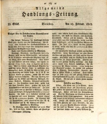 Allgemeine Handlungs-Zeitung Dienstag 23. Februar 1813