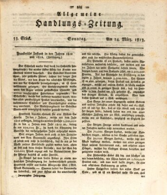 Allgemeine Handlungs-Zeitung Sonntag 14. März 1813