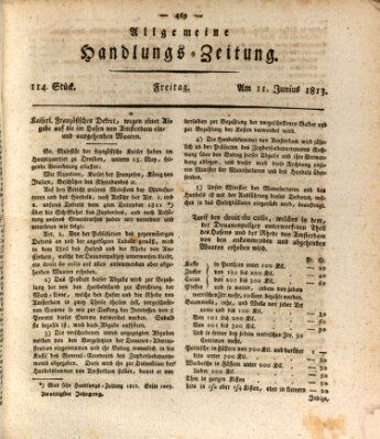 Allgemeine Handlungs-Zeitung Freitag 11. Juni 1813