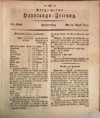 Allgemeine Handlungs-Zeitung Donnerstag 19. August 1813