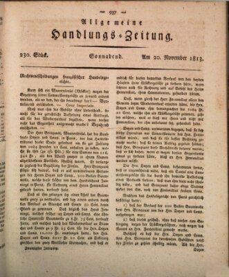 Allgemeine Handlungs-Zeitung Samstag 20. November 1813
