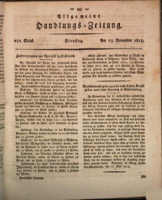 Allgemeine Handlungs-Zeitung Dienstag 23. November 1813
