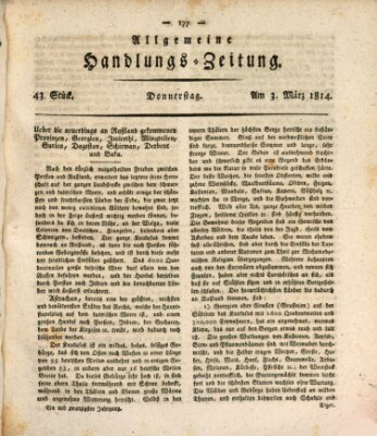Allgemeine Handlungs-Zeitung Donnerstag 3. März 1814