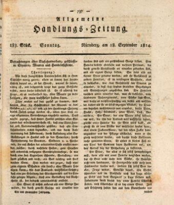 Allgemeine Handlungs-Zeitung Sonntag 18. September 1814