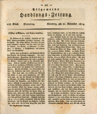 Allgemeine Handlungs-Zeitung Sonntag 20. November 1814