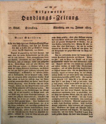 Allgemeine Handlungs-Zeitung Dienstag 24. Januar 1815