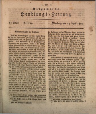 Allgemeine Handlungs-Zeitung Freitag 14. April 1815